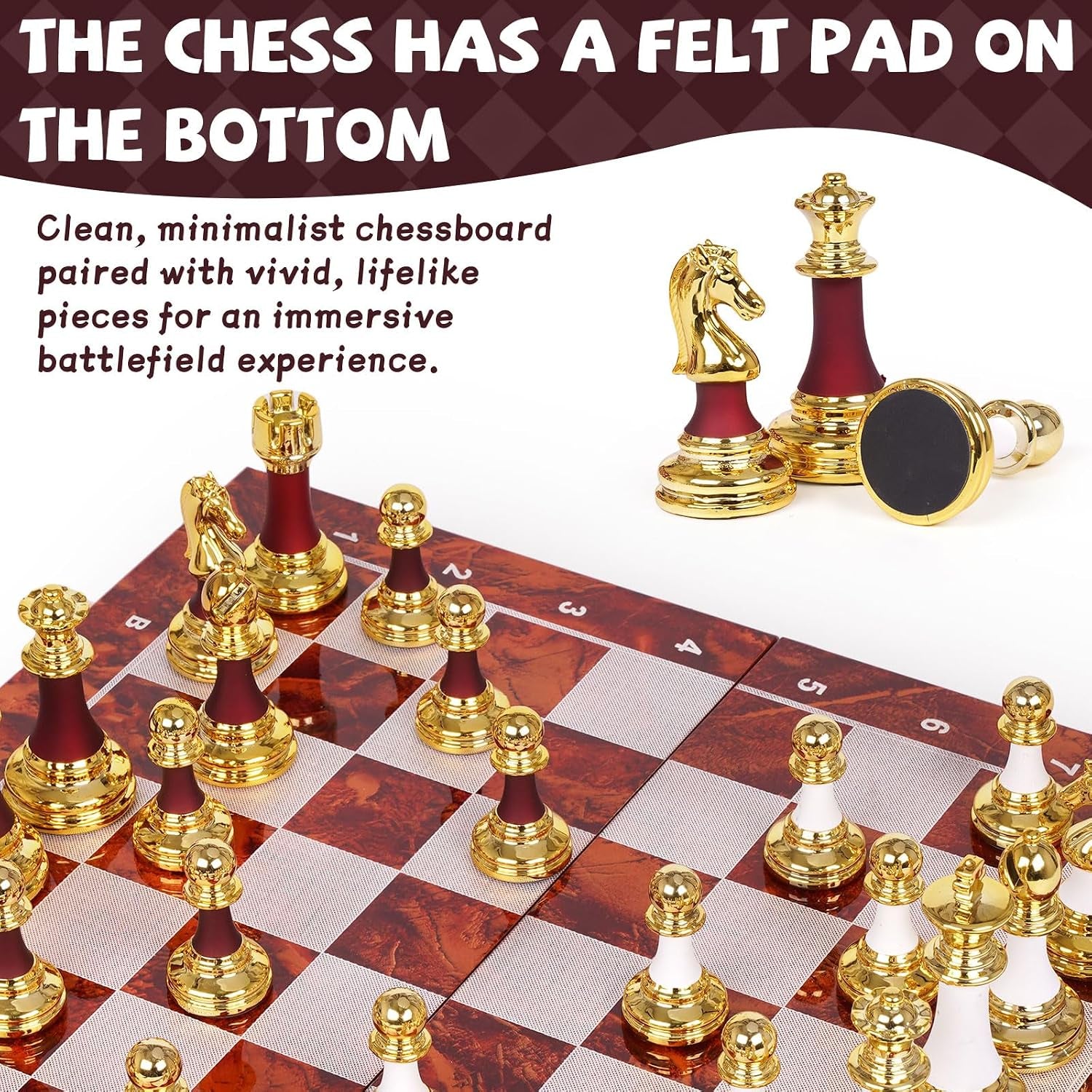 15 Inch Chess Set with Weighted Acrylic Chess Pieces – Tournament Size 3.5” King – Elegant Folding Chess Board for Adults and Kids, Professional Family Chess Board Game Set for Home, Office & Gift