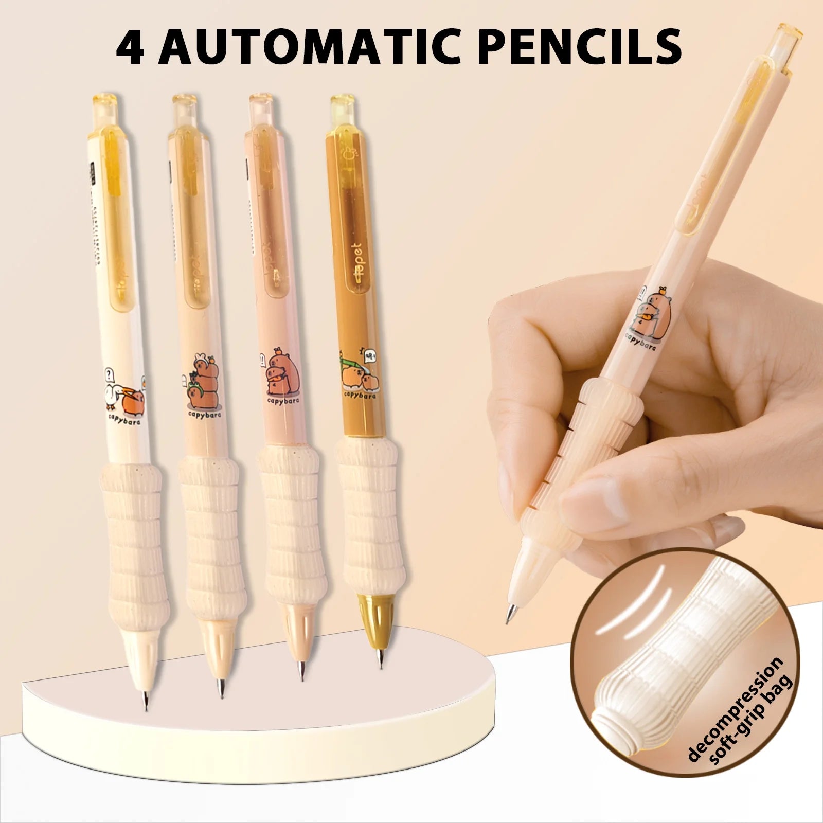 Cute Capybara Stationery Set,Kawaii Stationery Christmas Birthday Gifts,Includes Ballpoint Pens,Erasers, Mechanical Pencils,Lead Refills,Gel Pens, Highlighter,For Office Home Supplies