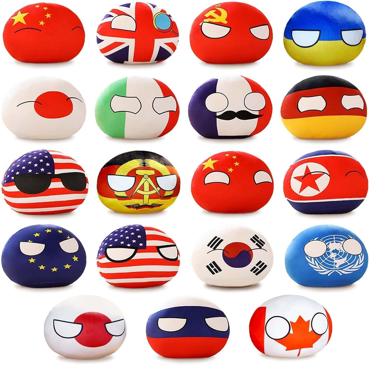 19 PCS Country Balls Plushies，4 Inch Country Ball Plushies/Country Ball, Polish Ball Mini Pendant Animated Plush Toy Keychain Boy Girl Gift