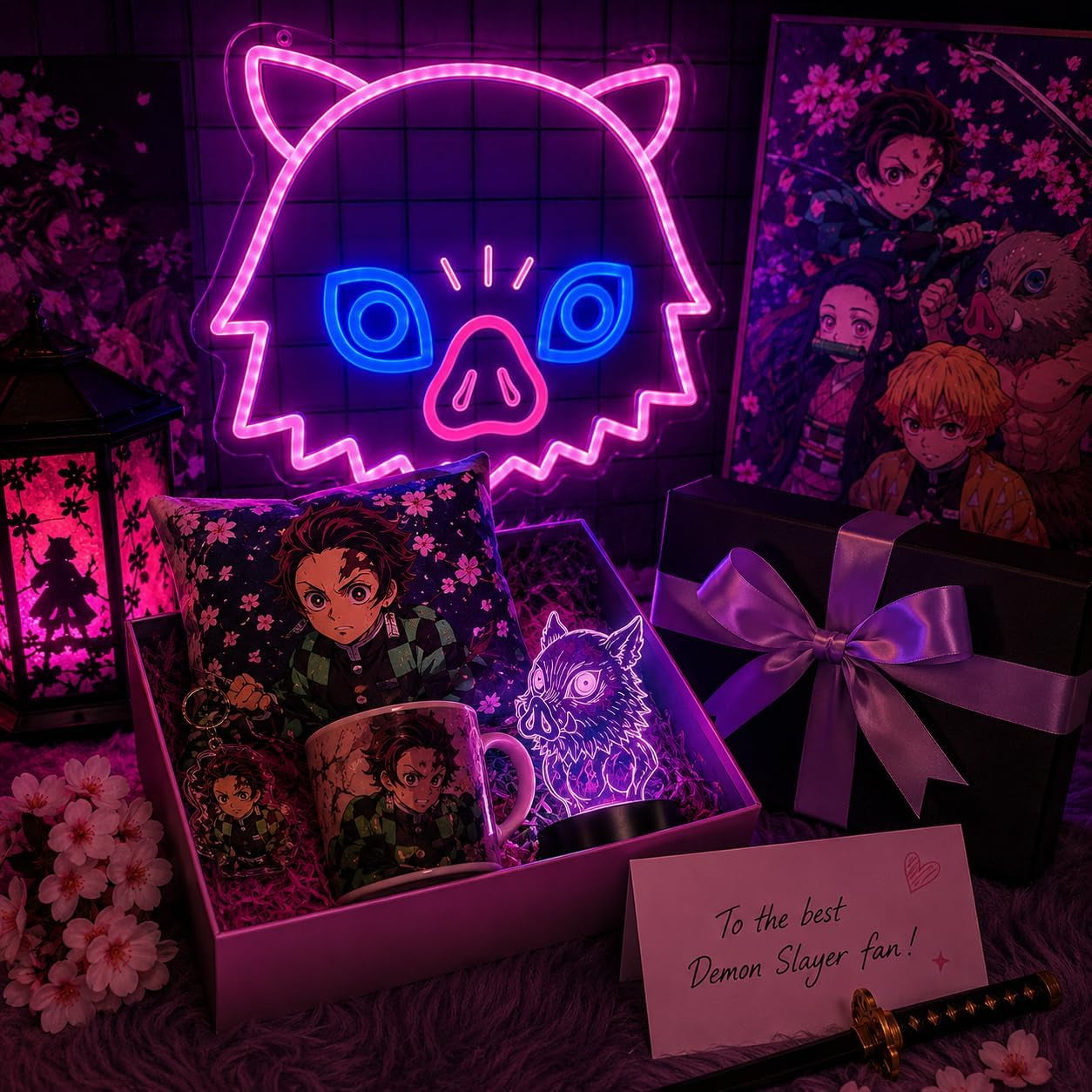 Anime Neon Sign for Wall Decor, 14.1 X 11.8 Inches, Demon LED Lights with USB Powered, Dimmable LED Neon Light for Bedroom, Game Room, Otaku Decor