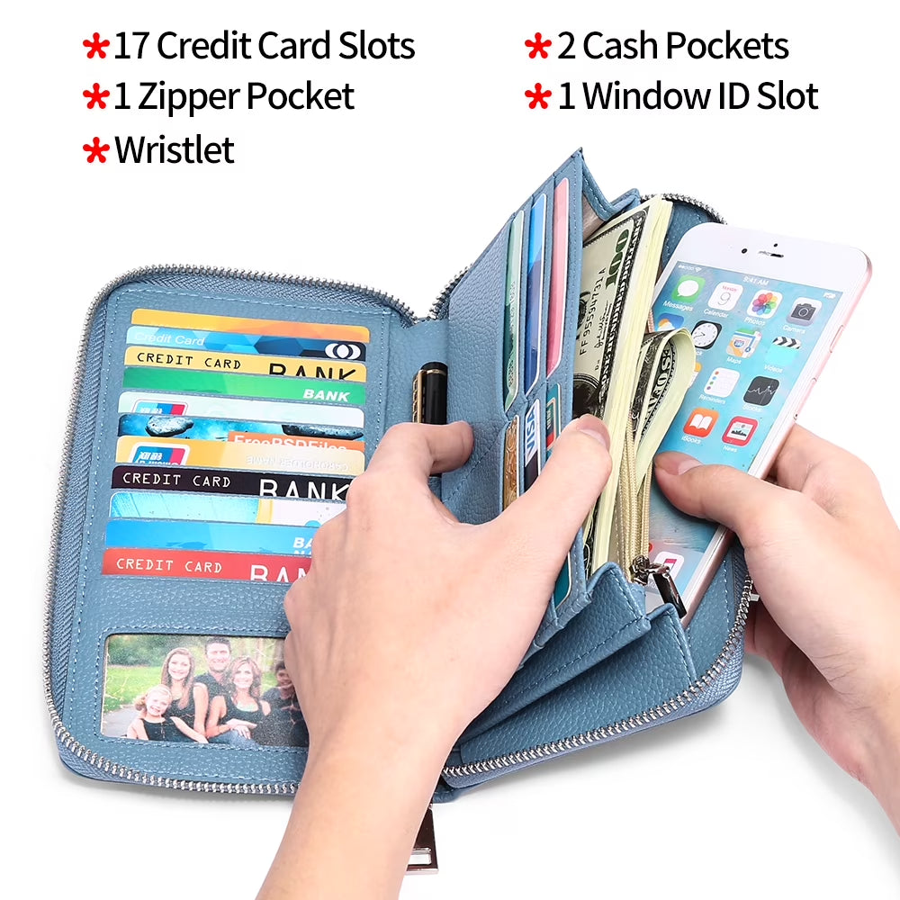 Multiple Card Holder Women Leather Wallet, Blue