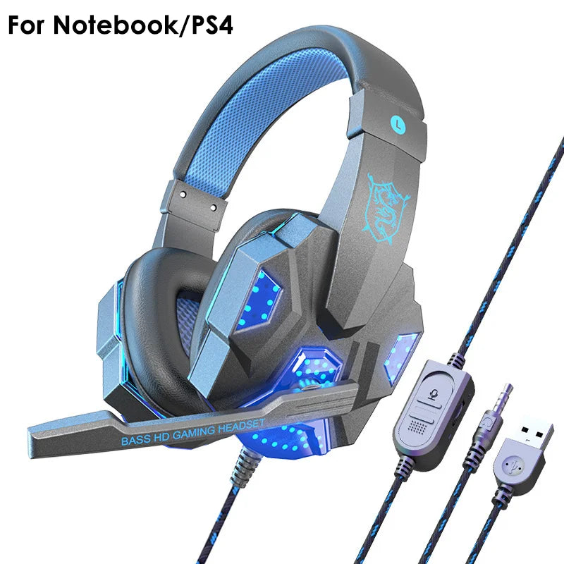 Bass Gaming Headset with Mic Over-Ear Headphones Stereo Sound Gamer Headphone Video Game Noise Cancelling with Microphone for PC