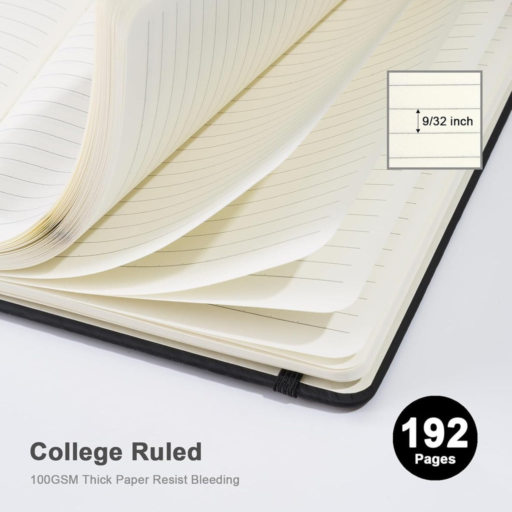 Lined Black Journal Notebook for Writing, 192 Pages, A5 Hardcover Notebooks For